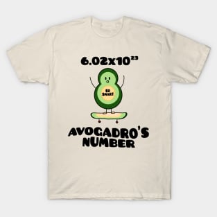 Funny Chemistry Joke Avogadros Number on Skateboard So Smart Avocado Puns T-Shirt